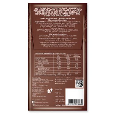 Kokomae: Belgian Dark Chocolate with Orange Peel - 50 gm