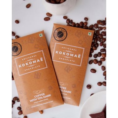Kokomae: Indian Single Origin Coffee with 72% Dark Chocolate - 50 gm