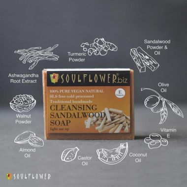 Soulflower: Cleansing Sandalwood Soap - 150g