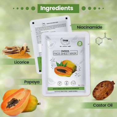 TNW - The Natural Wash: Papaya Face Sheet Mask (Moisturises & Reduces Wrinkles - 20gm