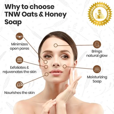 TNW - The Natural Wash: Handmade Oats And Honey Soap For Dry & Combination Skin (Prevents Tanning & Minimizing Pores) - 100g