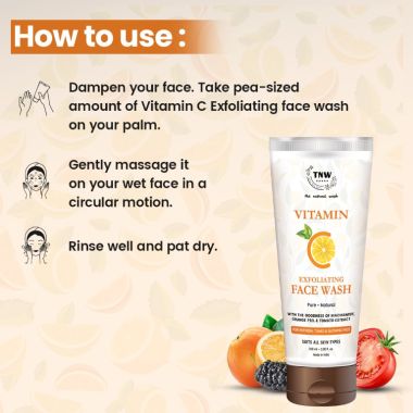 TNW - The Natural Wash: Vitamin C Exfoliating Face Wash For Refresh, Toned & Glowing Skin - 100ml