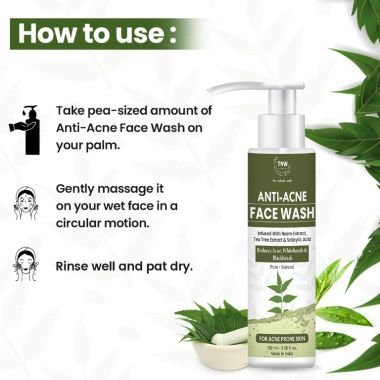 TNW - The Natural Wash: Anti-Acne Face Wash For Acne & Blemishes - 100ml
