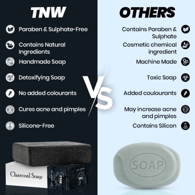 TNW - The Natural Wash: Handmade Charcoal Soap For Oily Skin (Heals Acne & Blackheads) -100g