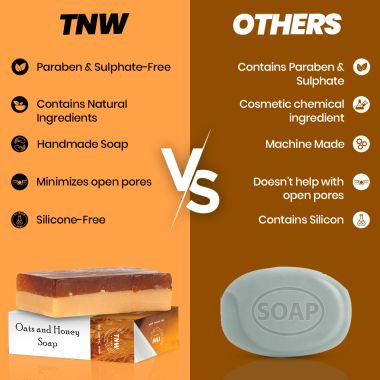 TNW - The Natural Wash: Handmade Oats And Honey Soap For Dry & Combination Skin (Prevents Tanning & Minimizing Pores) - 100g