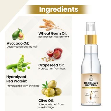 TNW - The Natural Wash: 5 In 1 Hair Repair Spray Serum For Frizz-Free & Manageable Hair - 100ml