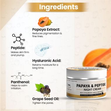 TNW - The Natural Wash: Papaya & Peptide Night Cream For Younger Looking & Smooth Skin - 50gm