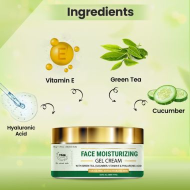 TNW - The Natural Wash: Face Moisturizing Gel Cream For Oil Free, Soft & Hydrated Skin - 50gm