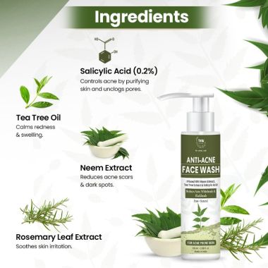 TNW - The Natural Wash: Anti-Acne Face Wash For Acne & Blemishes - 100ml