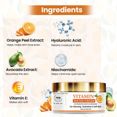 TNW - The Natural Wash: Vitamin C Water Cream For Glowing, Hydrated & Soft Skin - 50gm