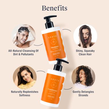 Arata: Natural Happy Hair Duo With Cleansing Shampoo & Conditioner