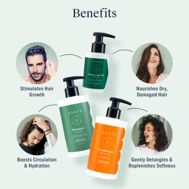 Arata: Natural Daily Therapy Combo With Hydrating Shampoo, Hempocado Oil & Hair Conditioner