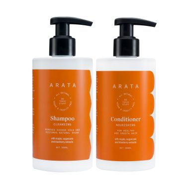 Arata: Natural Happy Hair Duo With Cleansing Shampoo & Conditioner