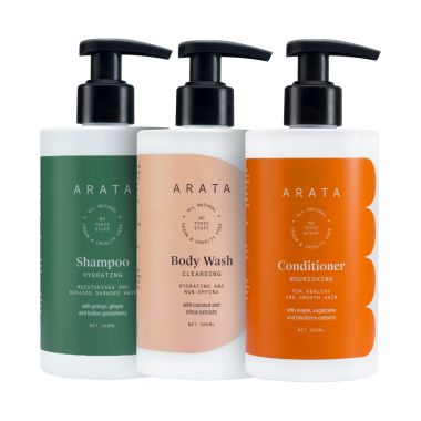 Arata: Natural Deep Hydration Combo Therapy with Hydrating Shampoo,Body Wash & Conditioner