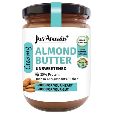 Jus Amazin: Creamy Almond Butter - Unsweetened - 500 gm