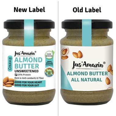 Jus Amazin: Creamy Almond Butter - Unsweetened - 125 gm