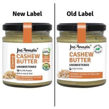 Jus Amazin: Creamy Cashew Butter - Unsweetened - 200 gm