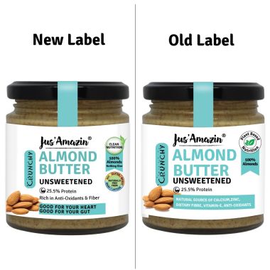 Jus Amazin: CRUNCHY Almond Butter - Unsweetened - 200 gm