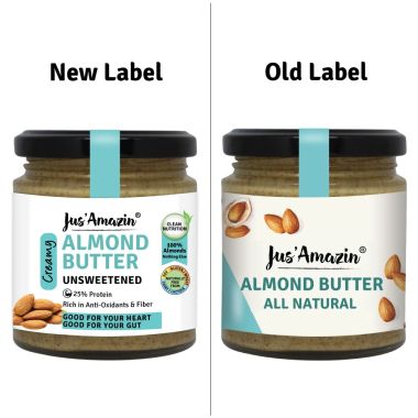 Jus Amazin: Creamy Almond Butter - Unsweetened - 200 gm