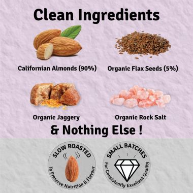 Jus Amazin: Crunchy Almond Butter  With Flaxseeds - 125 gm