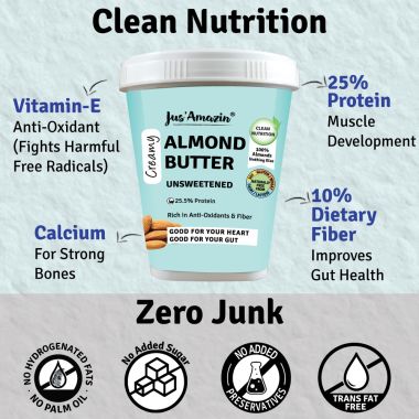 Jus Amazin: Creamy Almond Butter - Unsweetened - 1 kg