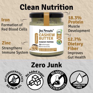 Jus Amazin: Creamy Cashew Butter - Punchy Pepper - 200 gm