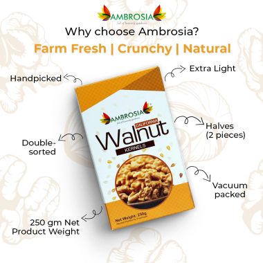 Ambrosia: Premium California Walnut Kernels - 250 g