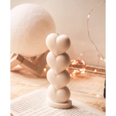 The Umbrella Store: Heart shaped Pillar candle-White
