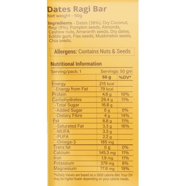 Mighty Millets: Dates Ragi Bars - Pack of 10