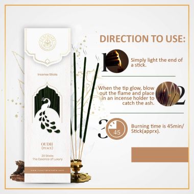 Luxuriate : Divine Fragrance Oudh Incense Agarbatti Sticks - 20 Incense Sticks