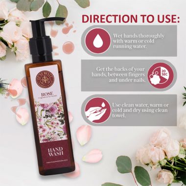 Luxuriate : Natural Rose Fragrance for Hands & Anti Bacterial Moisturizing Hand Wash Liquid Wash - 200 ml