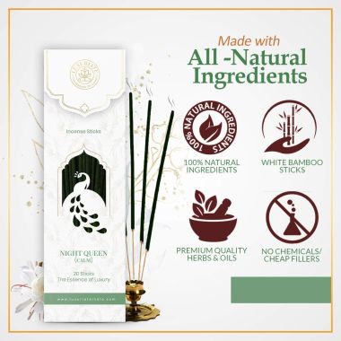 Luxuriate : Nightqueen (Raat Rani) Ayurvedic,Organic,Natural & Non-Toxic Incense Sticks - 20 Incense Sticks