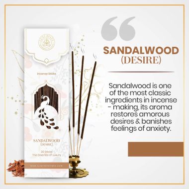 Luxuriate : Sandalwood Ayurvedic,Organic,Natural and Non-Toxic Incense Sticks - Contains 20 Incense Sticks