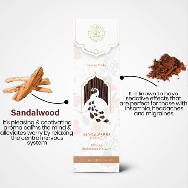 Luxuriate : Sandalwood Ayurvedic,Organic,Natural and Non-Toxic Incense Sticks - Contains 20 Incense Sticks