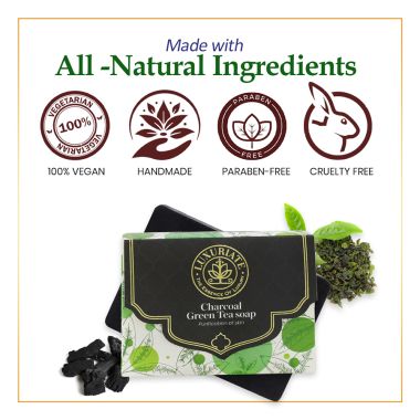 Luxuriate : Charcoal and Green Tea Soap for Clear Skin Anti Acne and Tan Removal for Men and Women - 125gm