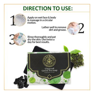 Luxuriate : Charcoal and Green Tea Soap for Clear Skin Anti Acne and Tan Removal for Men and Women - 125gm