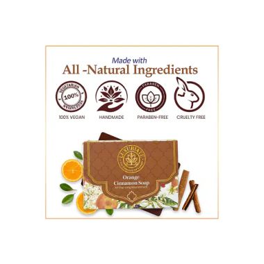 Luxuriate : Naturally Orange and Cinnamon Refreshing Handmade Soap  - 125 gm