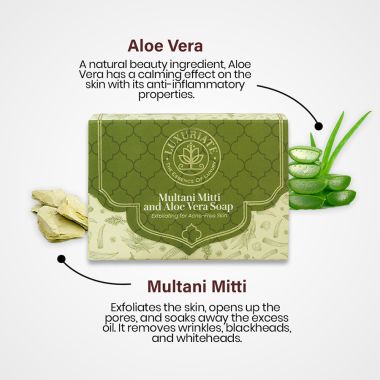 Luxuriate : Multani Mitti and Aloe Vera Exfoliating for Acne-Free Skin Soap for Men and Women - 125 gm