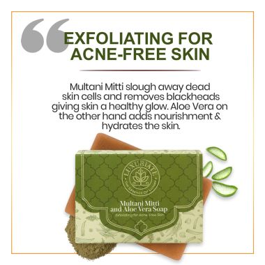 Luxuriate : Multani Mitti and Aloe Vera Exfoliating for Acne-Free Skin Soap for Men and Women - 125 gm