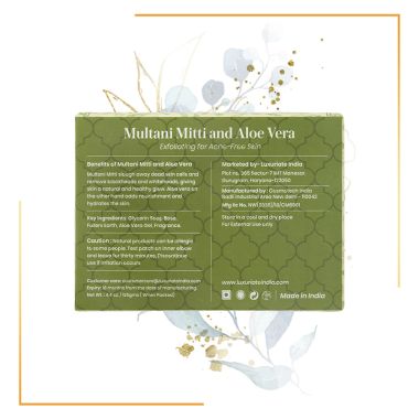 Luxuriate : Multani Mitti and Aloe Vera Exfoliating for Acne-Free Skin Soap for Men and Women - 125 gm