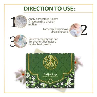 Luxuriate : Parijat Essence of Natural Shine Soap Bar for Men and Women- 125gm