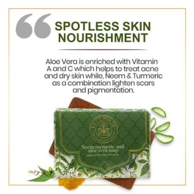 Luxuriate : Neem Turmeric Aloe Vera Spotless Skin Nourishment Soap Bar for Men and Women- 125 ml