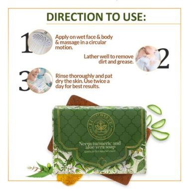 Luxuriate : Neem Turmeric Aloe Vera Spotless Skin Nourishment Soap Bar for Men and Women- 125 ml