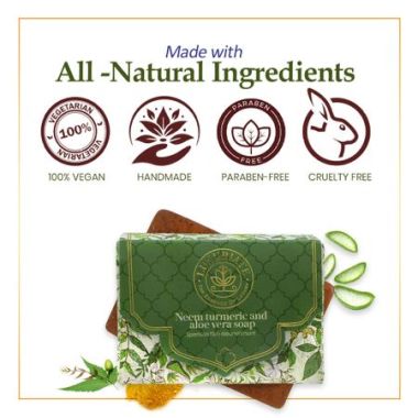 Luxuriate : Neem Turmeric Aloe Vera Spotless Skin Nourishment Soap Bar for Men and Women- 125 ml
