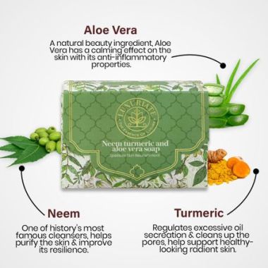 Luxuriate : Neem Turmeric Aloe Vera Spotless Skin Nourishment Soap Bar for Men and Women- 125 ml