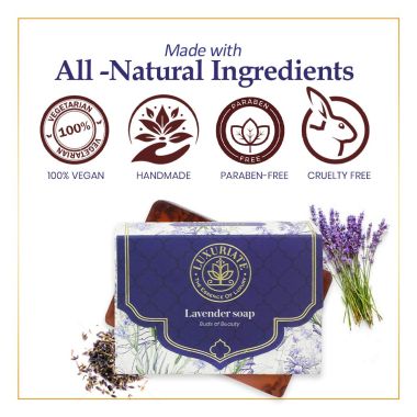 Luxuriate : Lavender Handmade Soap with Real Lavender Rejuvenating Body Beauty Bar for Men and Women - 125gm