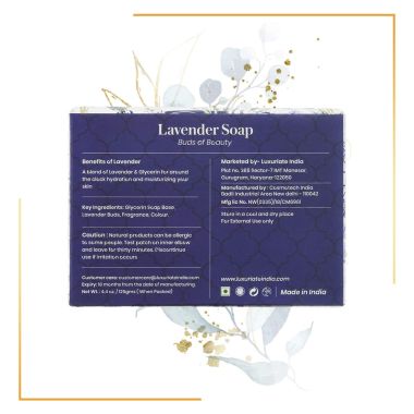 Luxuriate : Lavender Handmade Soap with Real Lavender Rejuvenating Body Beauty Bar for Men and Women - 125gm
