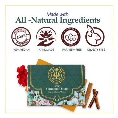 Luxuriate : Rose - Cinnamon Fragrance Buds of Beauty Soap Bar for Men and Women- 125 ml