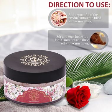 Luxuriate : 100% Natural and Mineral Rich Rose Scented Bath and Foot Spa Bathing Salt - 150gm