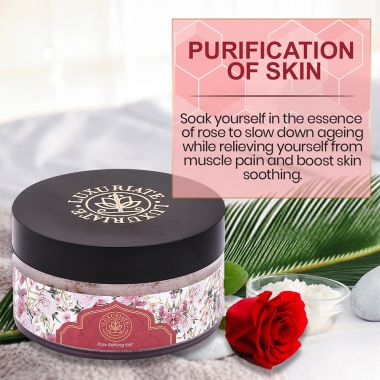 Luxuriate : 100% Natural and Mineral Rich Rose Scented Bath and Foot Spa Bathing Salt - 150gm